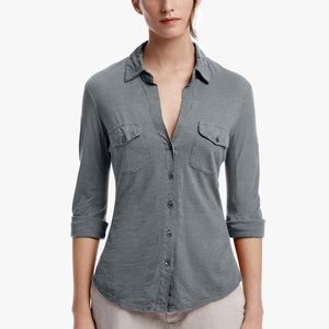 James Perse Sheer Slub Side Panel Shirt